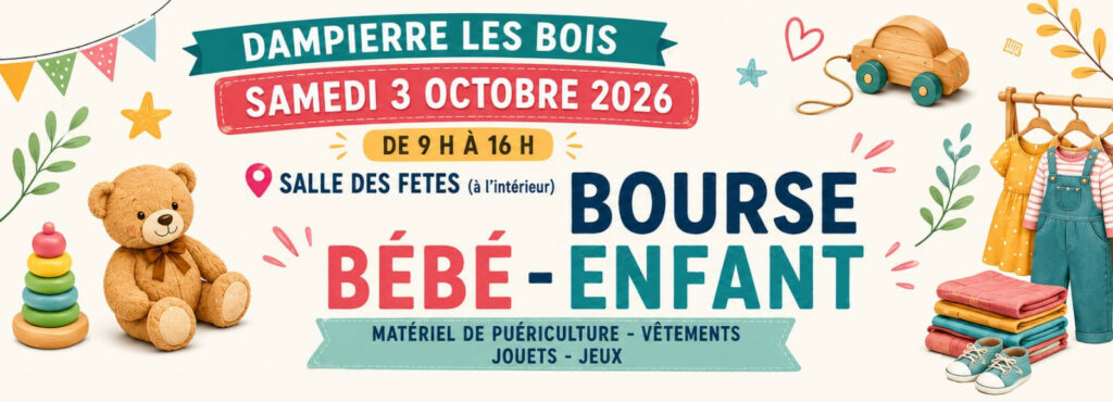 Bourse bébé - enfant le samedi 3/10/2026 à la salle des fêtes